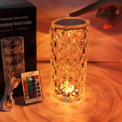 Kristalllichter, berührende Steuerung, Rosenkristalllampe, USB16, RGB-Farbwechsel, Diamant-Tischlampe, LED-Nachtlicht