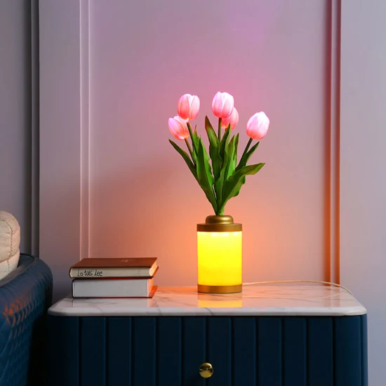 Amazon Tiktok Home Dekoration LED-Innenbeleuchtung Schreibtisch Tiffany Nachttisch wiederaufladbare Beleuchtung Touch Tulip Weihnachtsdekoration Nacht LED-Tischleuchte